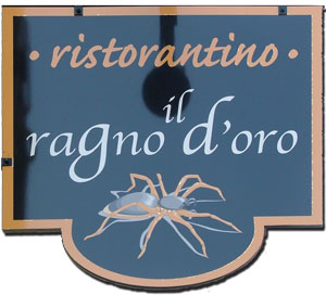 Insegna del ristorantino "Il Ragno d'oro"